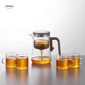 magnetea theepot magnetische waterafvoer theeset met glazen www.middo.nl