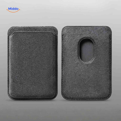 magnetische telefoon kaarthouder portemonnee zwart minimalistisch slank ontwerp achterkant www.middo.nl