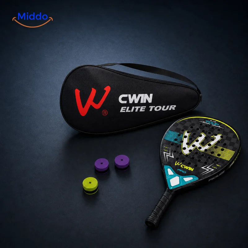 ApexTour padelracket: racket met tas en gekleurde overgrips.