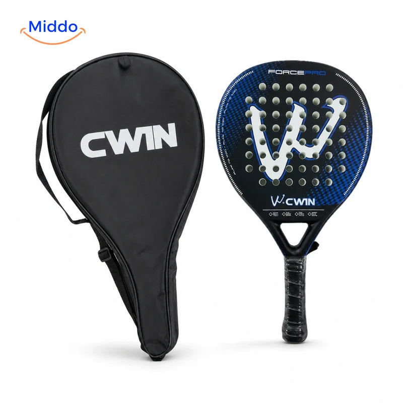 CourtControl padelracket: donkerblauw racket met beschermhoes.