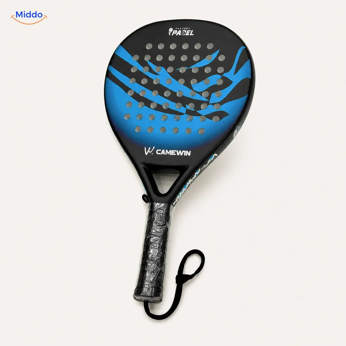 CourtMatch padelracket: blauw rond model van voren.
