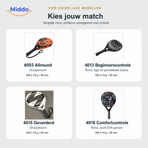 CourtMatch padelracket: vergelijking van vier racketmodellen.