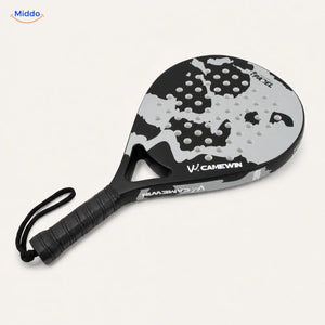 CourtMatch padelracket: wit druppelvormig model met polsband.
