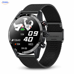 LIGE smartwatch: zwart model met metalen meshband.