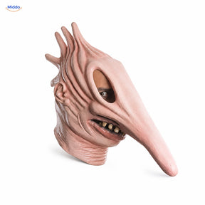 MaitlandMorph Halloween-masker van latex: Adam-masker met lange neus op witte achtergrond.