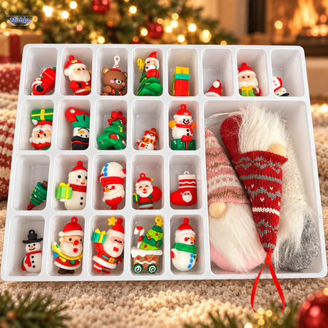 FestiveFrights kerst aftelbox met 31 dagen en drie kleine pluche gnomen