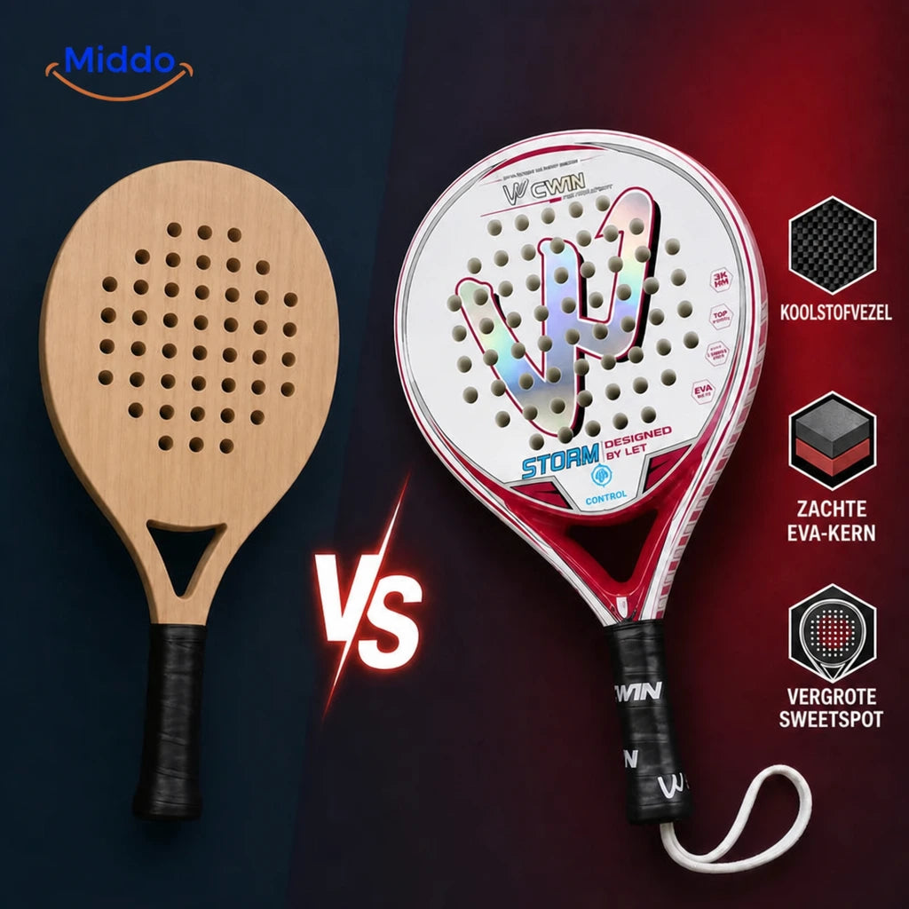 PadelPro padelracket: vergelijking van racketvorm en slagvlak.