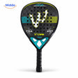 ProStrike padelracket: zwart-turquoise model van voren.