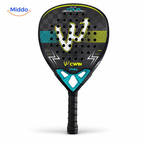 ProStrike padelracket: zwart-turquoise model van voren.