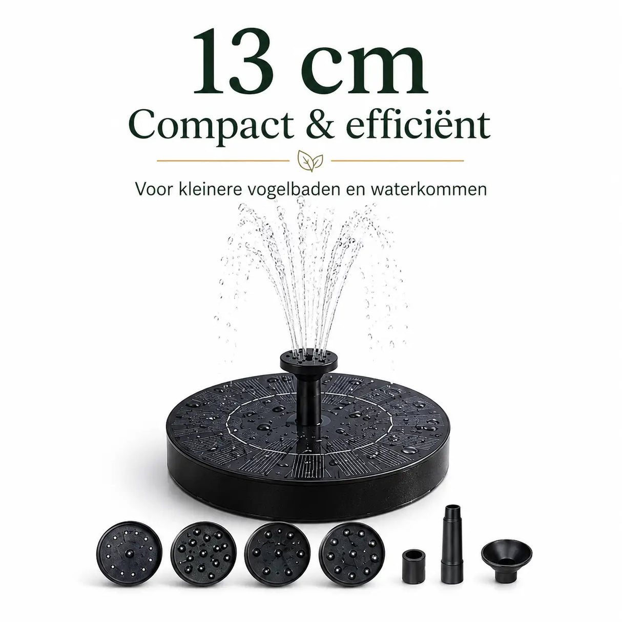 Middo Solar Oasis 13 cm compacte zonnefontein voor kleine vogelbaden en waterkommen