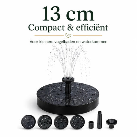 Middo Solar Oasis 13 cm compacte zonnefontein voor kleine vogelbaden en waterkommen