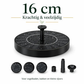 Middo Solar Oasis 16 cm krachtige zonnefontein voor vogelbaden, bakken en kleine vijvers