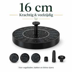 Middo Solar Oasis 16 cm krachtige zonnefontein voor vogelbaden, bakken en kleine vijvers