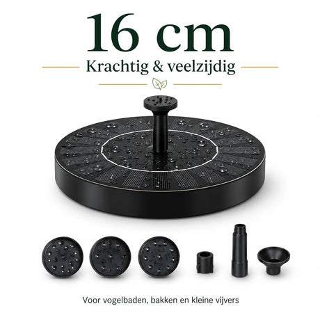 Middo Solar Oasis 16 cm krachtige zonnefontein voor vogelbaden, bakken en kleine vijvers