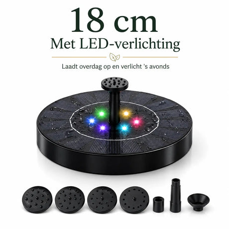 Middo Solar Oasis 18 cm zonnefontein met LED-verlichting voor watersproei en avondsfeer