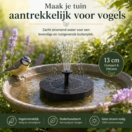 Middo Solar Oasis zonne-energie fontein maakt je tuin aantrekkelijker voor vogels