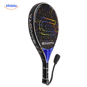 SpinDrive padelracket: zwart-blauw model schuin van voren.