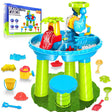 SplashPlay water- en zandspeelgoed: ronde speelset met krukje, accessoires en doos.