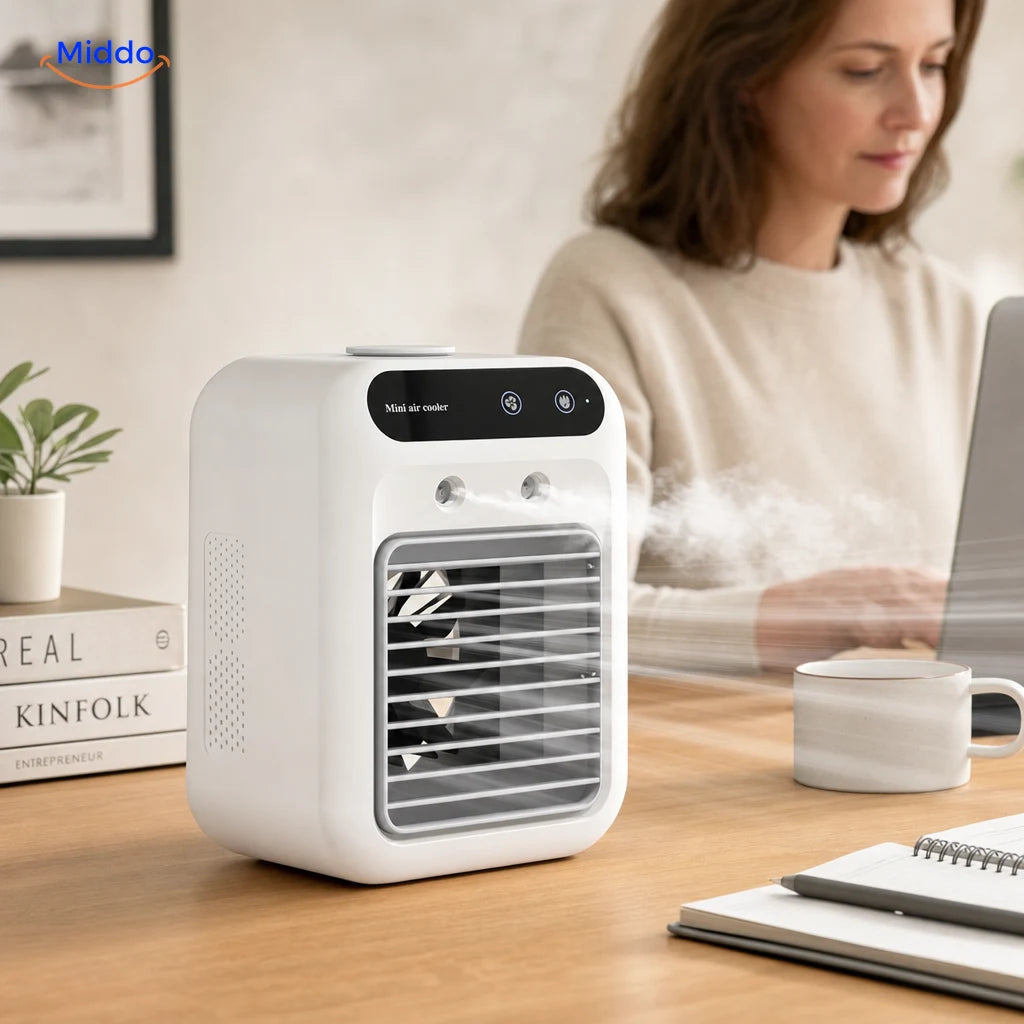 Witte MistoCool bureauventilator met digitaal display