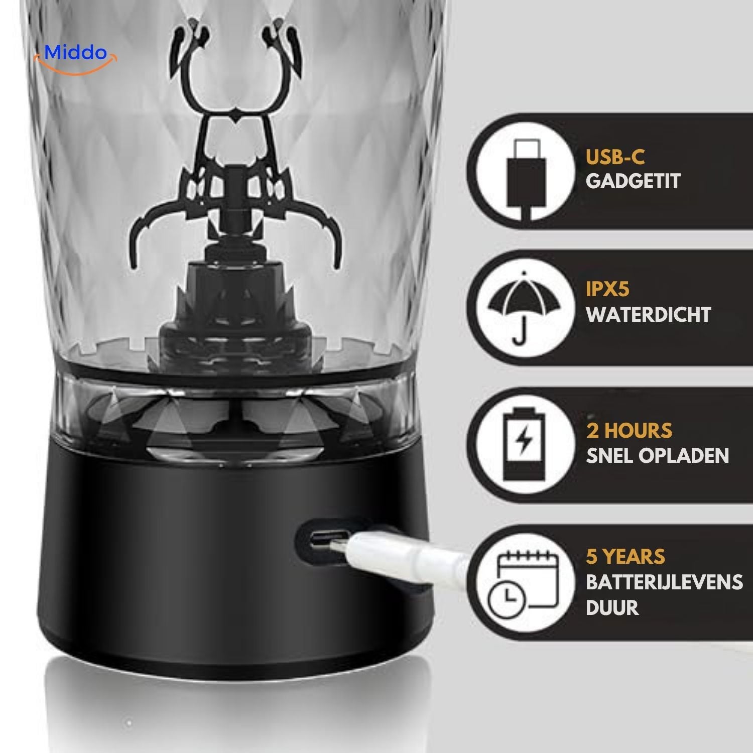 MixPro™ Shakerbeker | Oplaadbaar, automatisch mixen en draagbaar