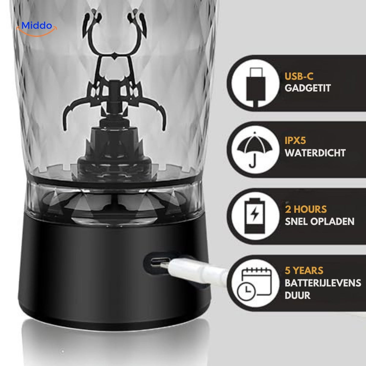 MixPro™ Shakerbeker | Oplaadbaar, automatisch mixen en draagbaar