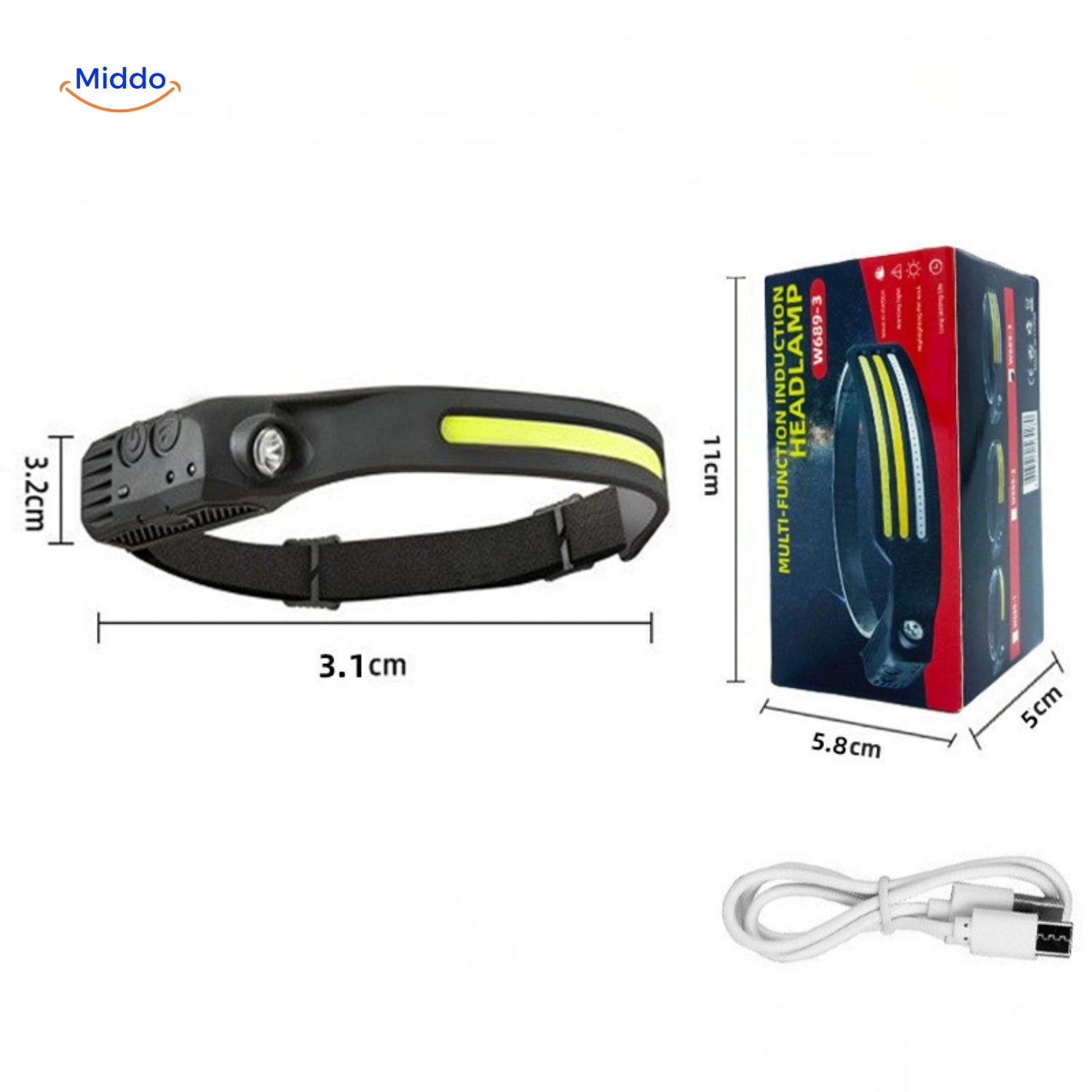 nightray hoofdlamp afmetingen compact ontwerp www.middo.nl