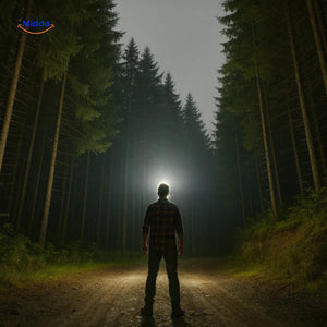 nightray hoofdlamp heldere lichtstraal in bos www.middo.nl