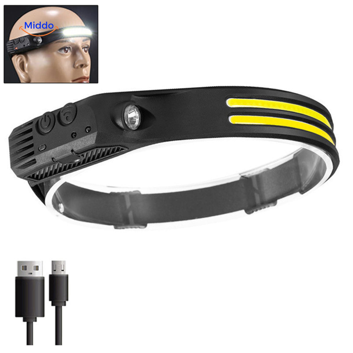 nightray hoofdlamp led hoofdband met usb oplaadkabel www.middo.nl
