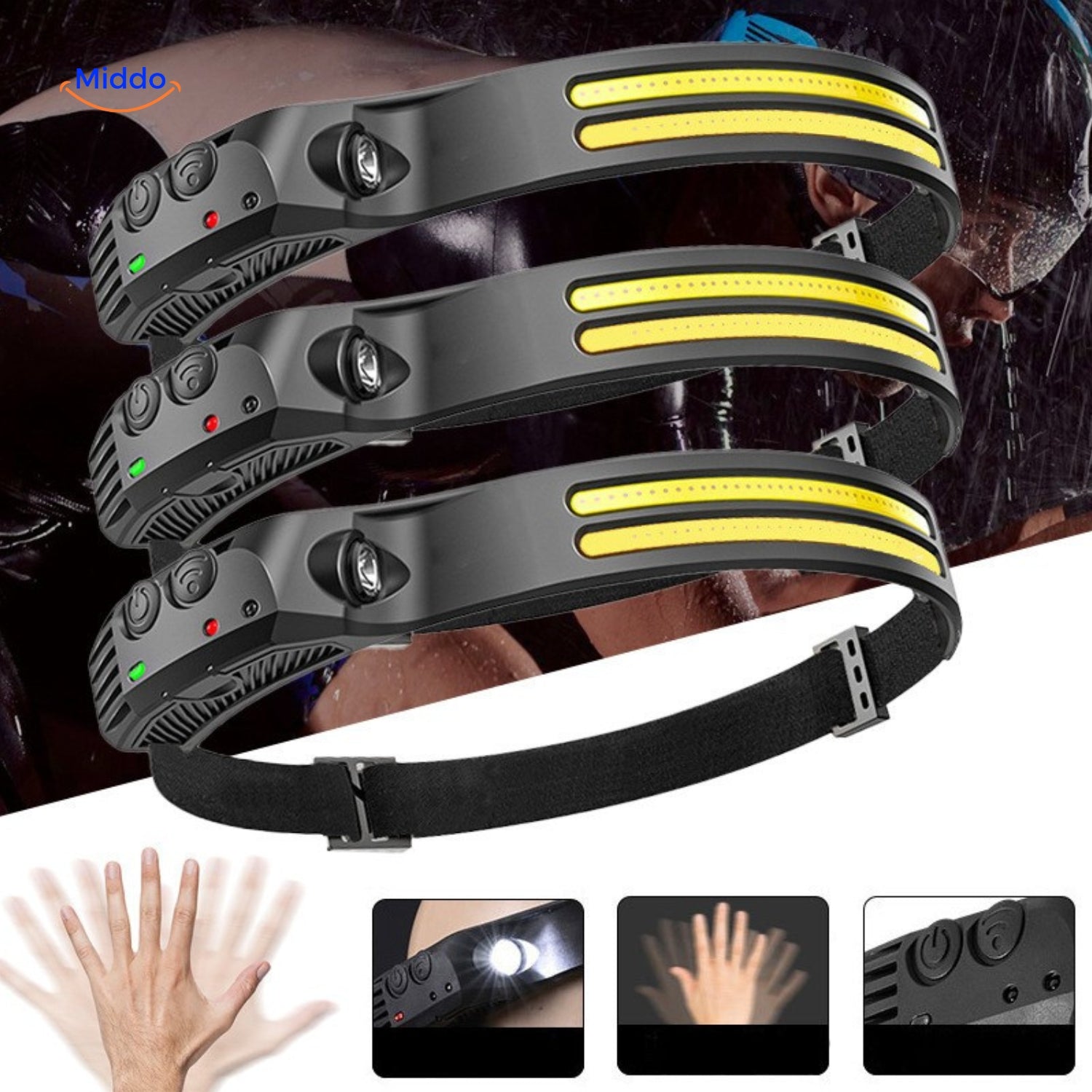 nightray hoofdlamp led hoofdband set met sensorfunctie www.middo.nl