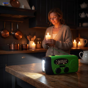 Radio d'urgence, lampe de poche, lampe de lecture, boussole, SOS et rechargeable solaire – SolarPower™ Pro