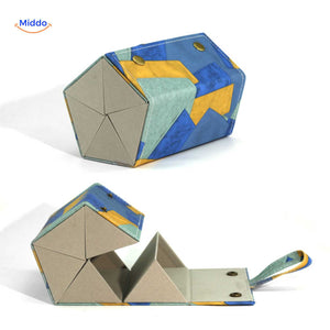 optigarde brillenkoker blauw geometrisch 5 vaks compacte brillendoos www.middo.nl