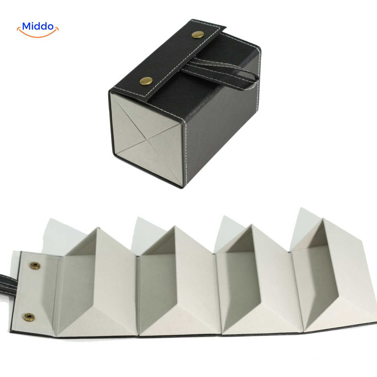 optigarde brillenkoker zwart 4 vaks opberg etui www.middo.nl