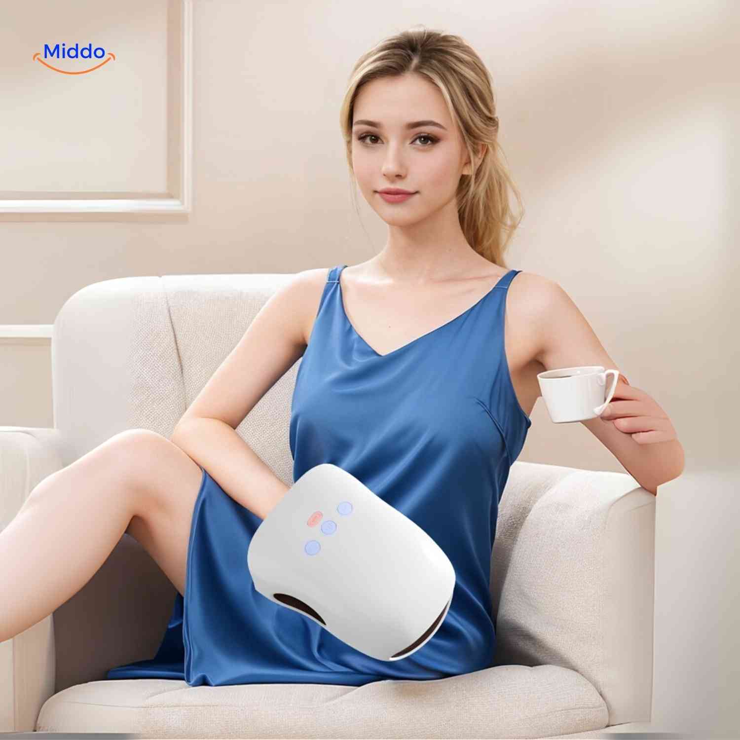 palmex massager comfortmassage met een kopje thee www.middo.nl