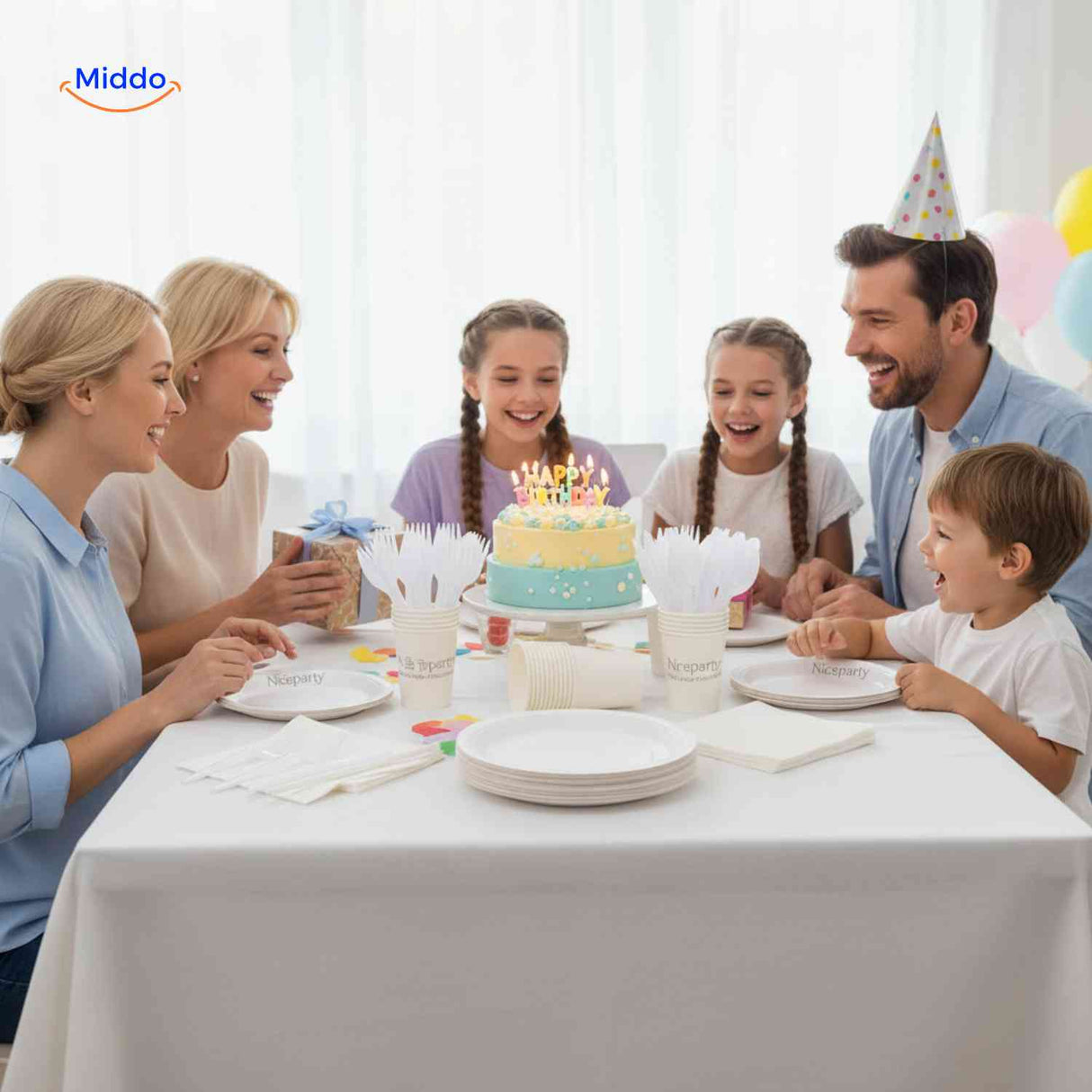 partylux bordenset feest servies set verjaardag tafel decoratie www.middo.nl