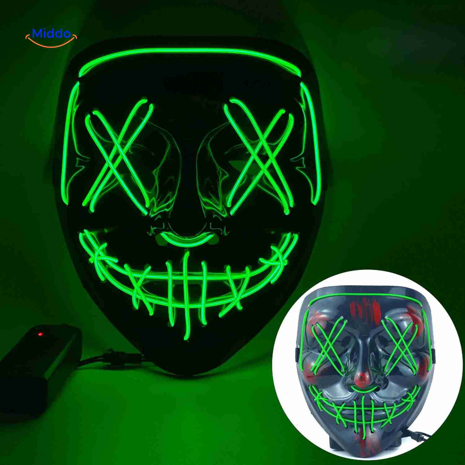 phantomglow masker led lichtgevend griezelmasker halloween feest www.middo.nl