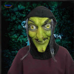 phantomix masker groene heksenmasker met gele ogen en zwarte kap www.middo.nl