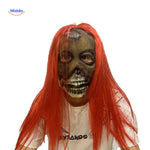 phantomix masker groene schedelmasker met rood lang haar en enge uitstraling www.middo.nl