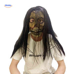 phantomix masker horror zombiemasker met lange zwarte haren en groen gezicht www.middo.nl