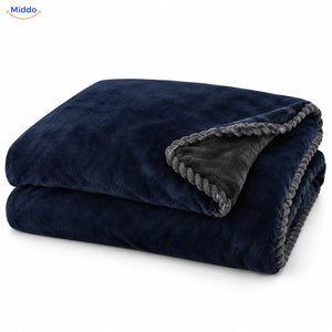 Fluwelen pluche dekbedovertrek - Marineblauw | Donkere keerzijde