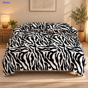 Fluwelen pluche dekbedovertrek - Zebraprint in de slaapkamer