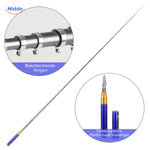 PocketPro™ telescopische hengel met beschermende ringen en penformaat.