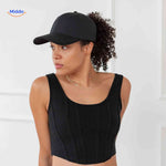 ponylite pet zwarte damespet met krullend haar ponycap modieus www.middo.nl