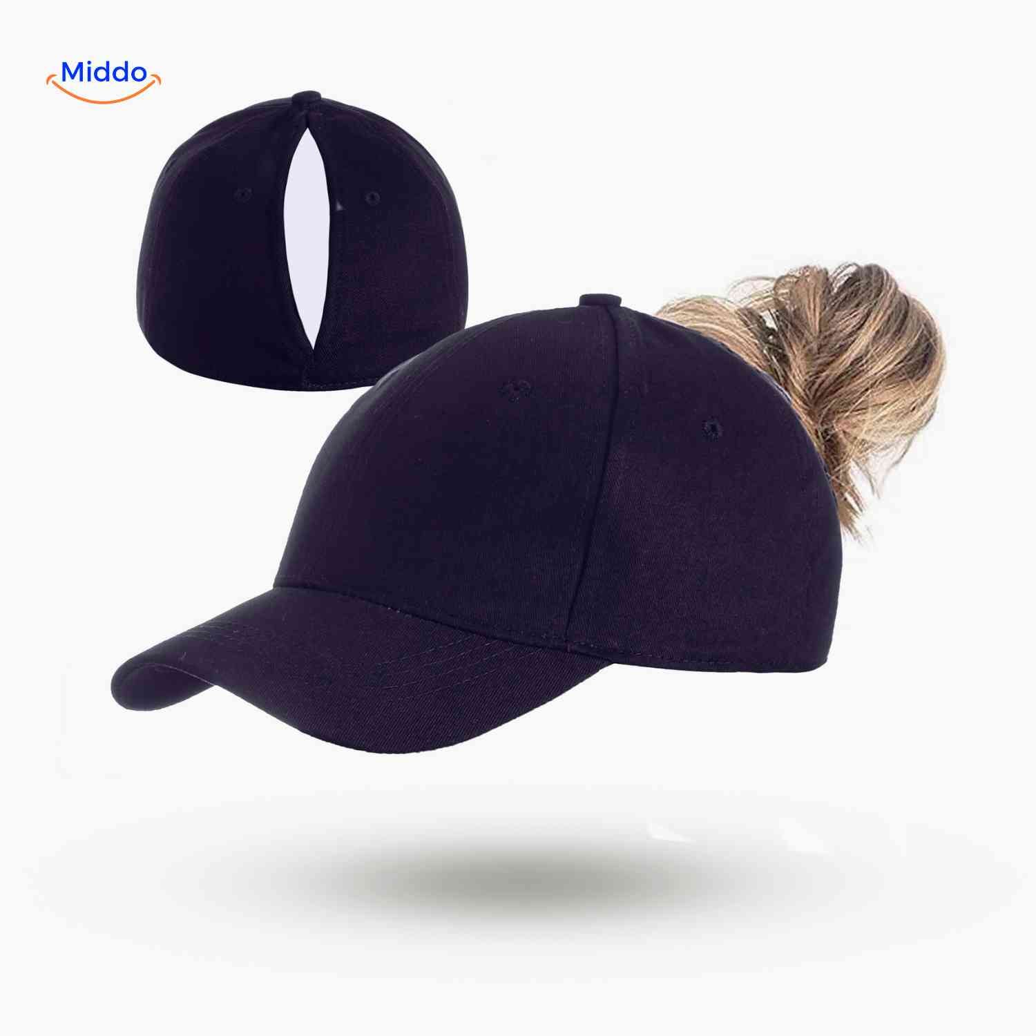ponylite pet zwarte damespet met pony sleuf klassiek en elegant www.middo.nl