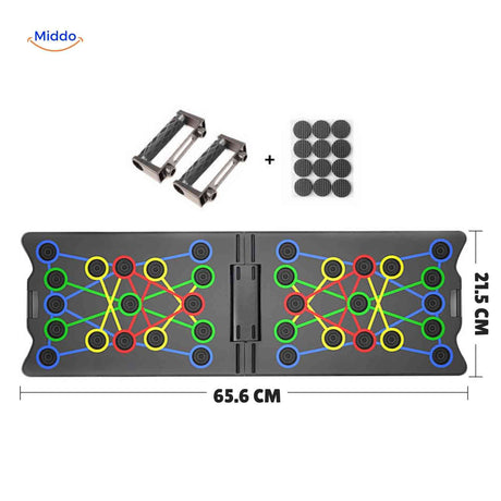 powerfit push up board met afmetingen en handgrepen www.middo.nl