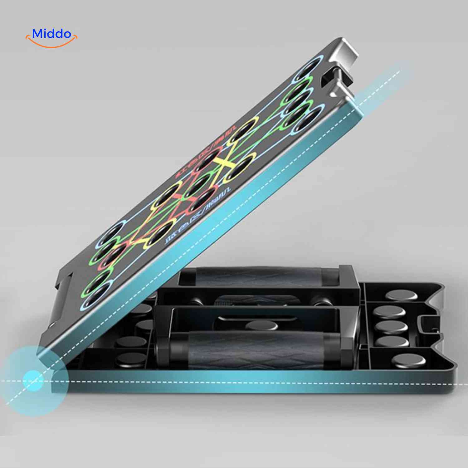powerfit push up board met opbergvak voor handgrepen www.middo.nl