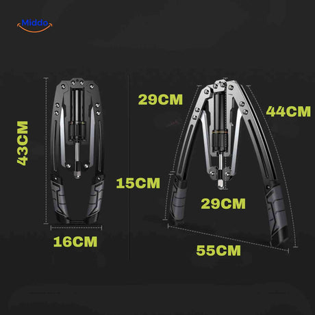 powerflex arm trainer opvouwbare afmetingen armtrainer www.middo.nl