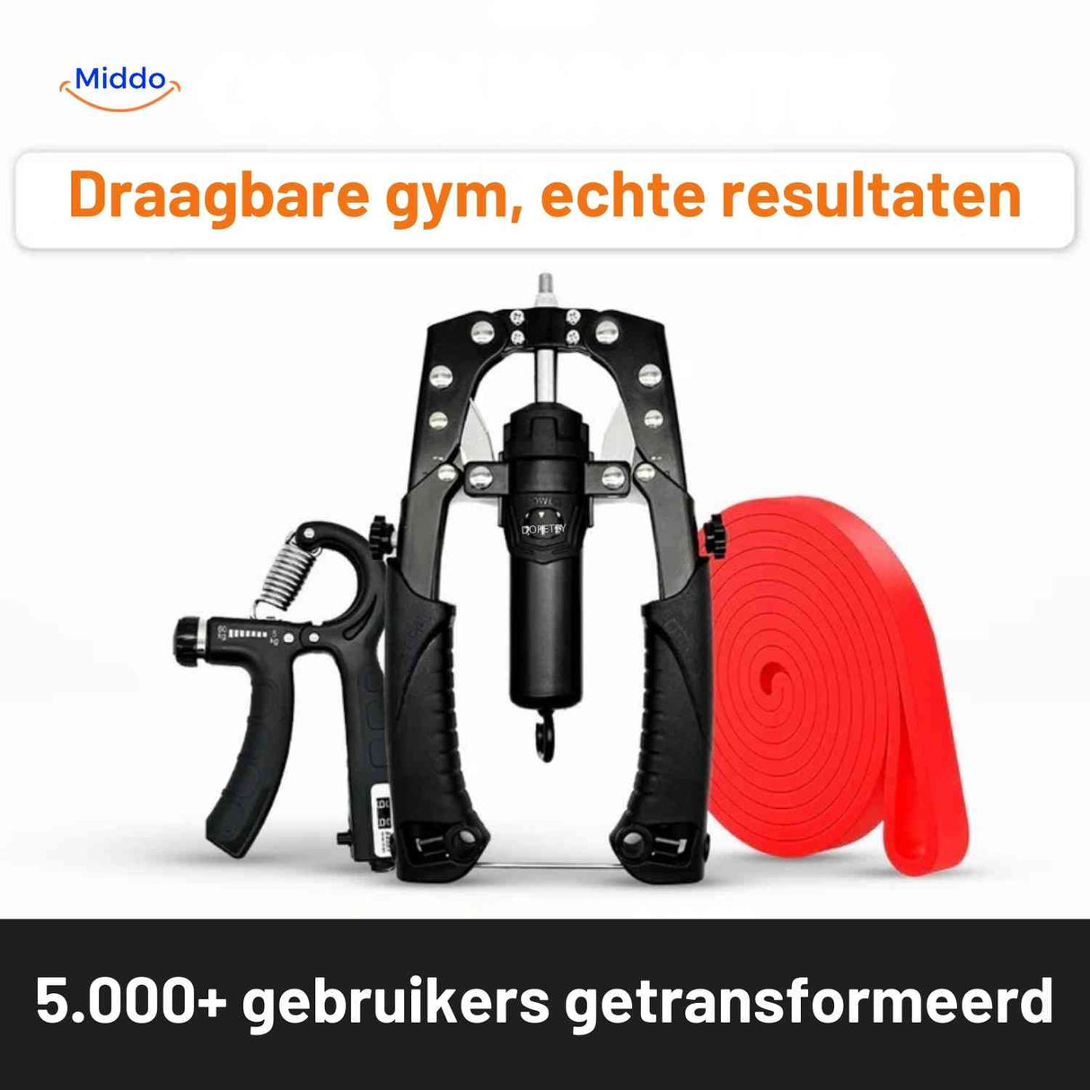 powerflex arm trainer set met handknijper en band www.middo.nl