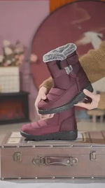 SnowLuxe Boots rood waterdicht sneeuwlaarzen met bont www.middo.nl