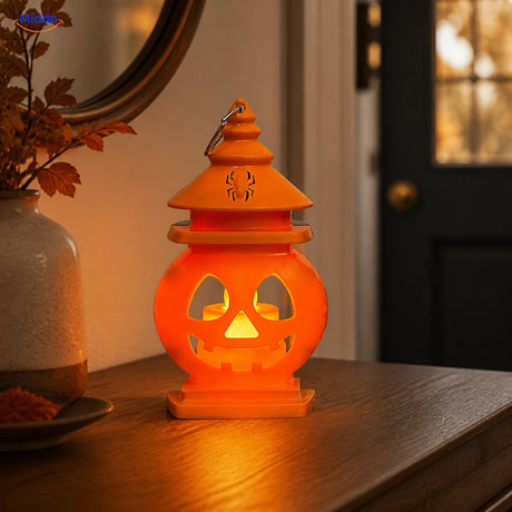 PumpkinGlow™ dubbelzijdige kasteellantaarn met warme gloed in een hal