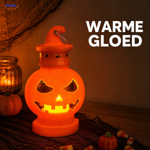 PumpkinGlow™ halloweenpompoenlantaarn met heksenhoed en warme gloed
